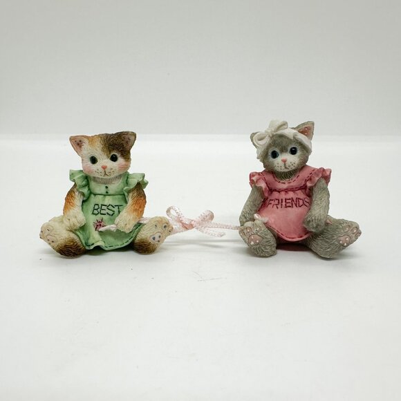 Vtg Calico Kittens Enesco Cats Figurine Linked Best Friends Sisters Gift Calico - Picture 1 of 6